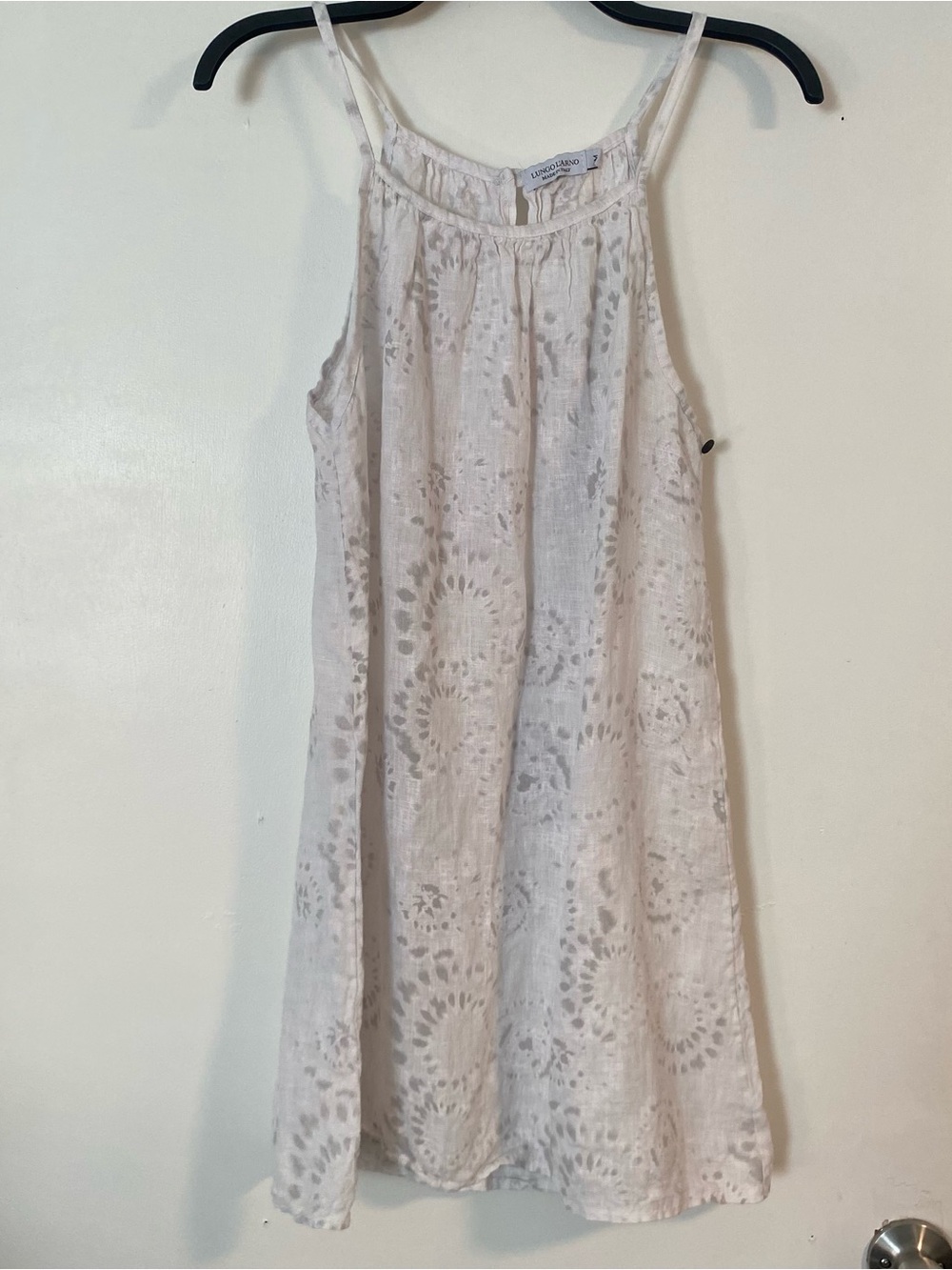 Made in Italy 100% Linen Dress White Mini Shift Boho Beach Coastal Artsy Medium